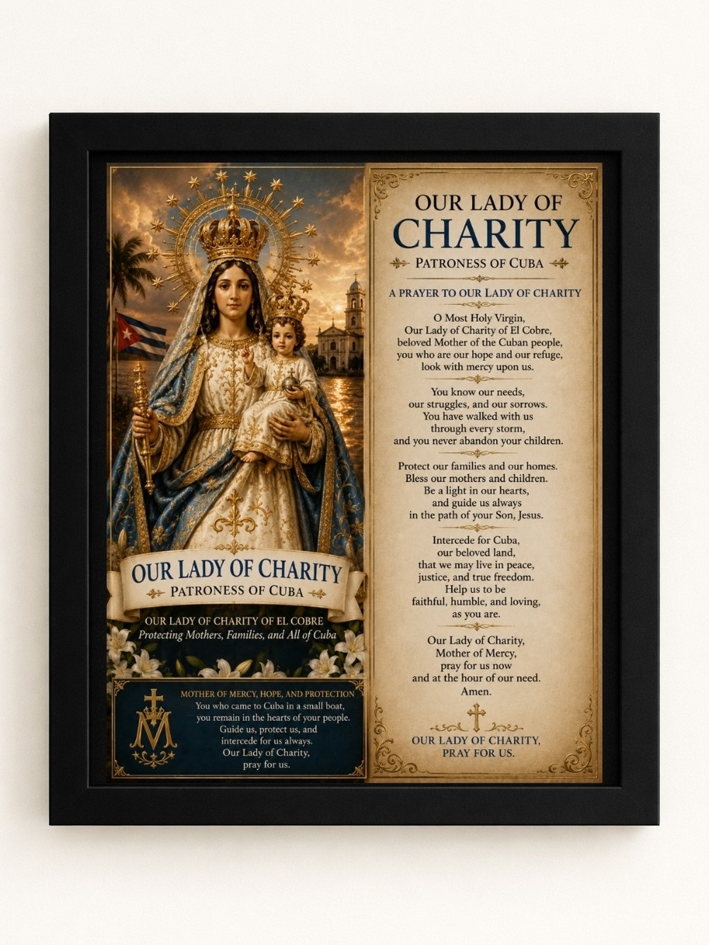 Our Lady of Charity Framed A.I. Art Print 8x10 Frame